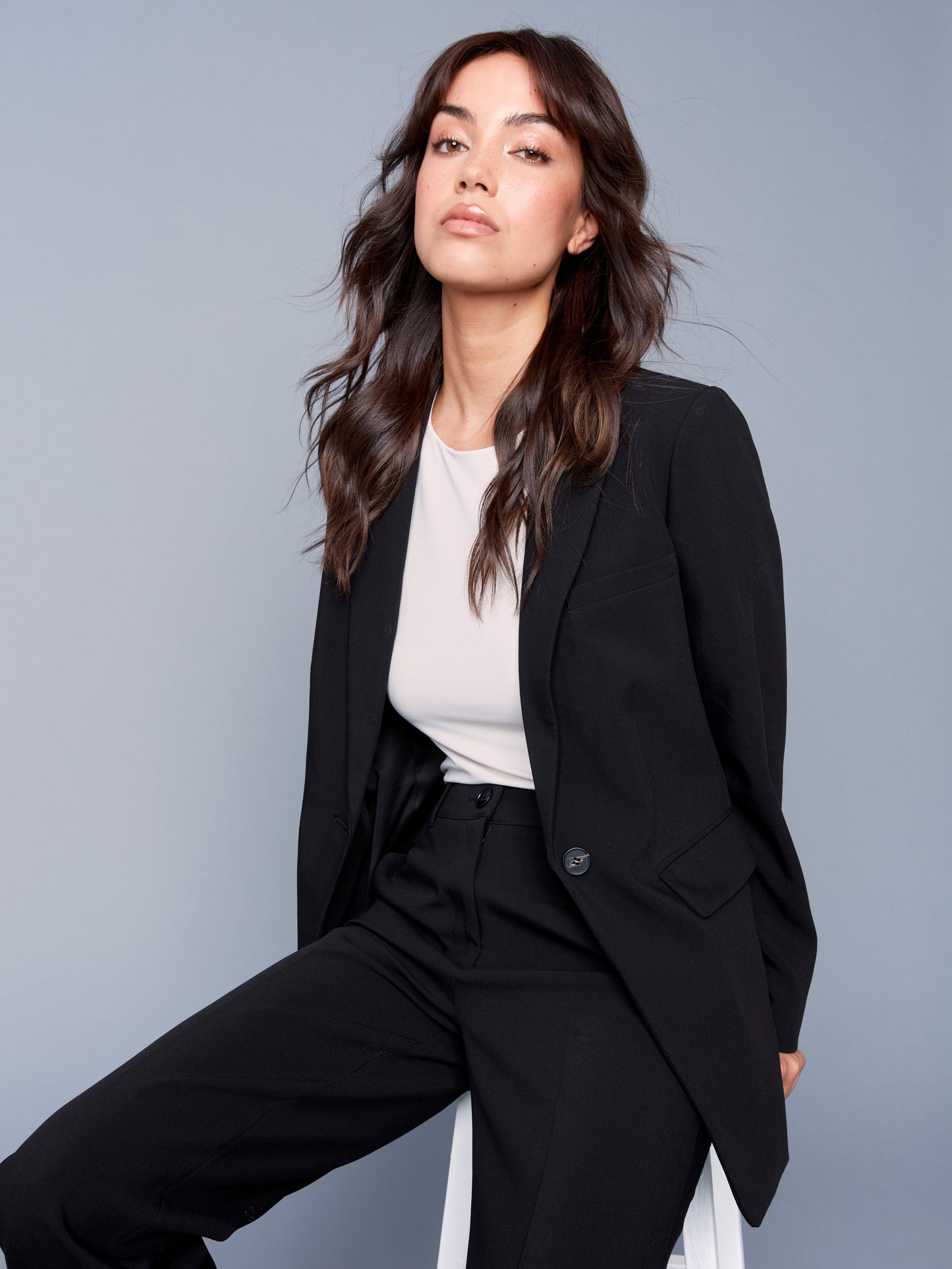 Blazer With Ruched Back - Black