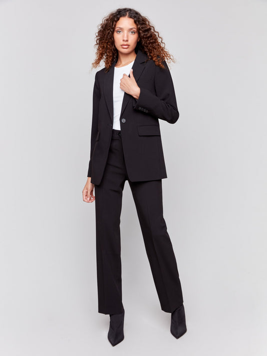 Blazer With Ruched Back - Black