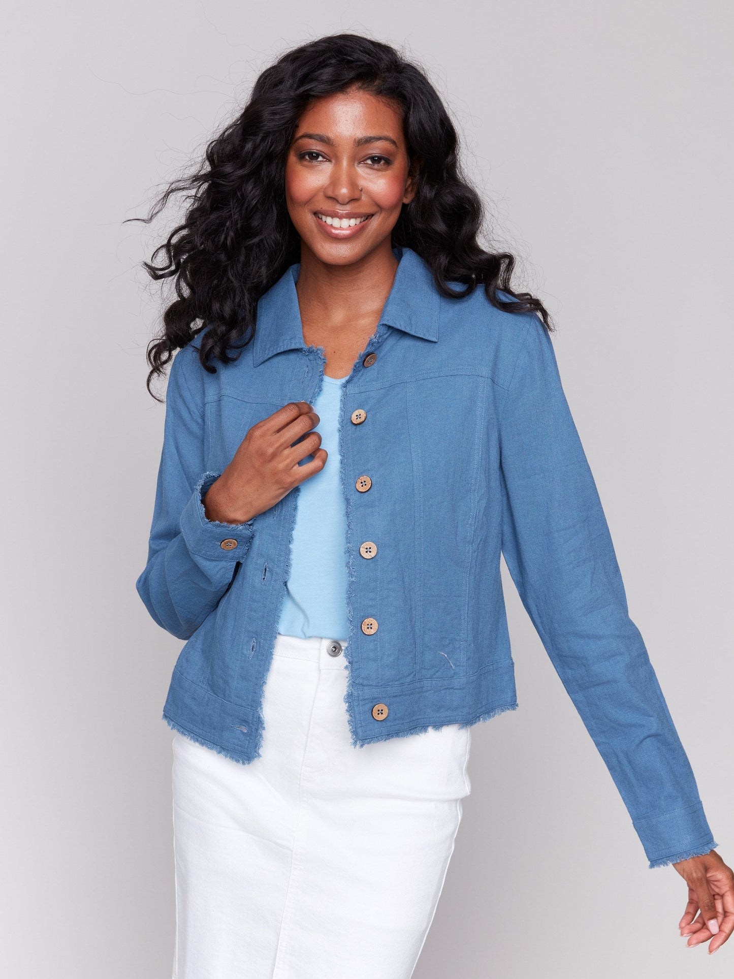 Linen Blend Jacket - Denim