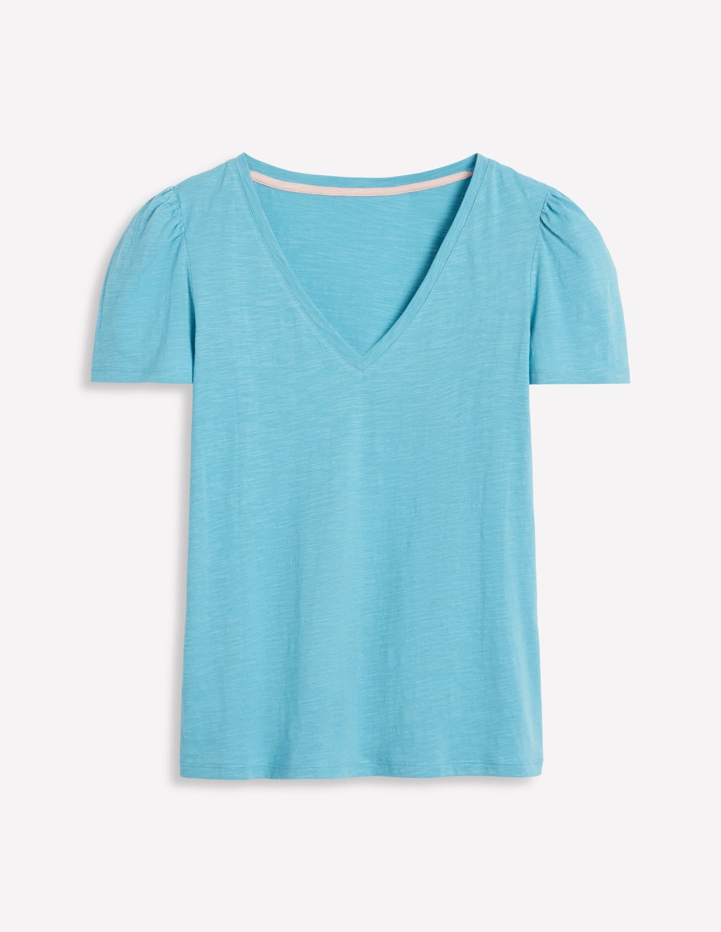 Short Sleeve V Neck T-shirt-Denim Blue, Wildflower Bouquet