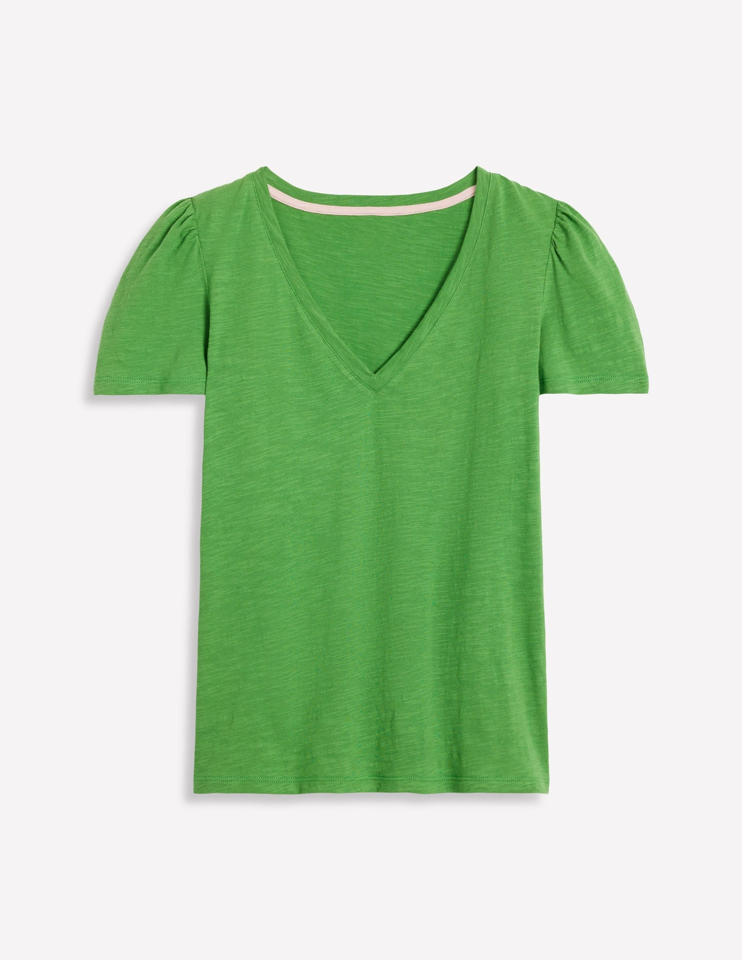 Short Sleeve V Neck T-shirt-Aloe Green