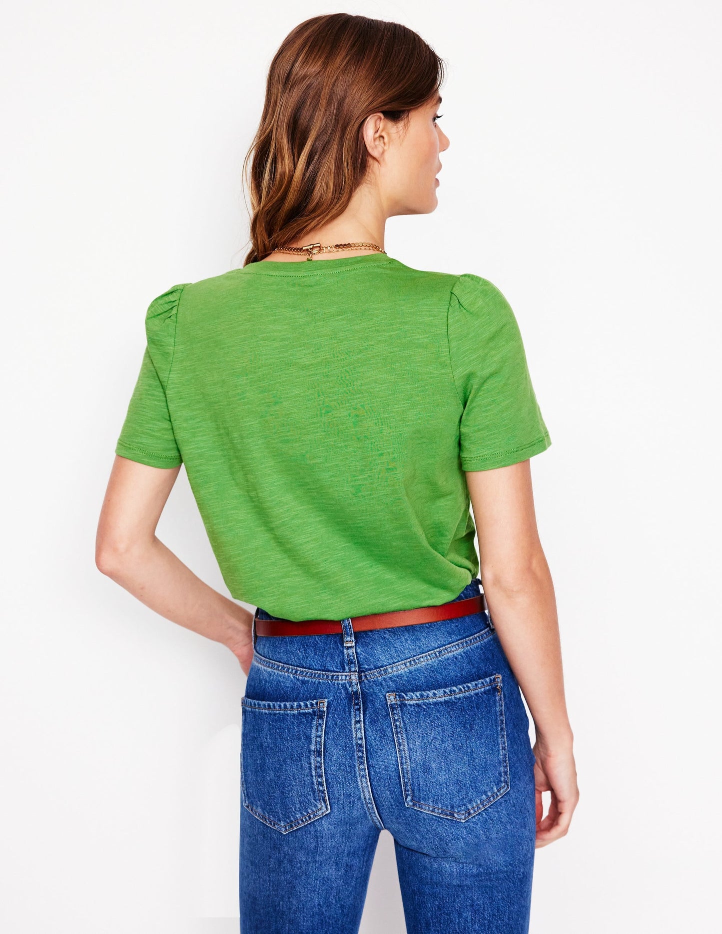 Short Sleeve V Neck T-shirt-Aloe Green