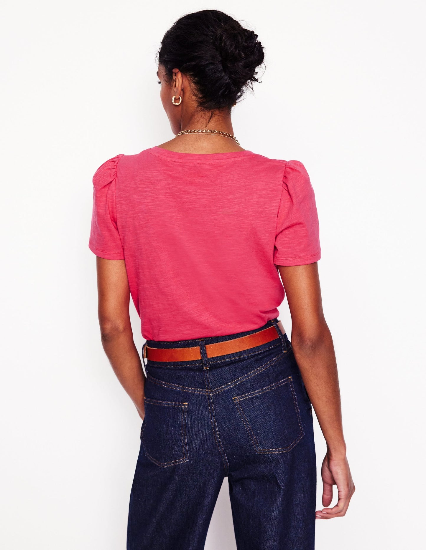 Short Sleeve V Neck T-shirt-Virtual Pink
