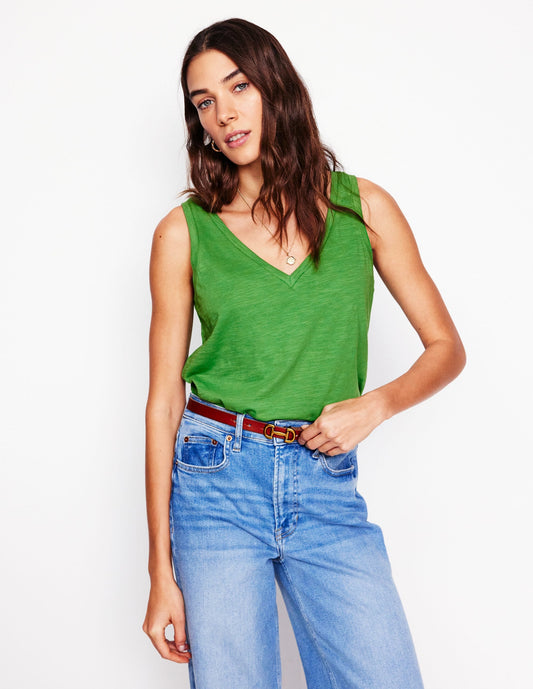 Regular V-Neck Slub Vest-Capulet Olive