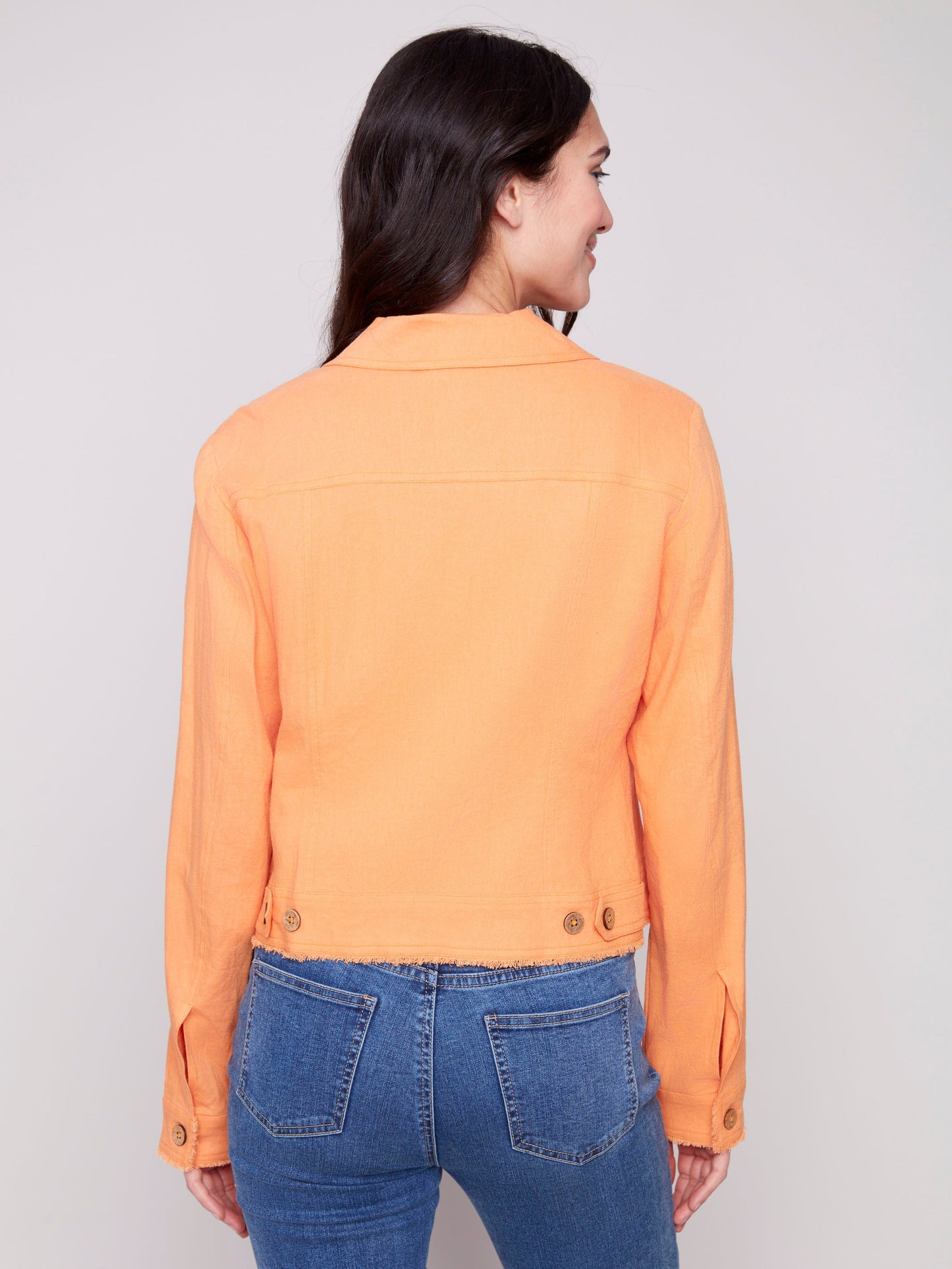 Linen Blend Jacket - Papaya
