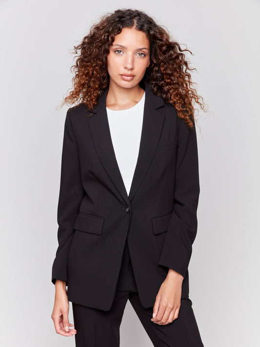 Blazer With Ruched Back - Black