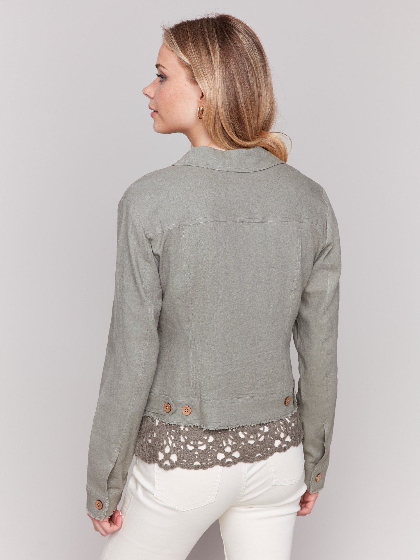 Linen Blend Jacket - Celadon