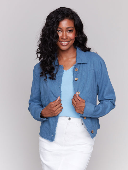 Linen Blend Jacket - Denim