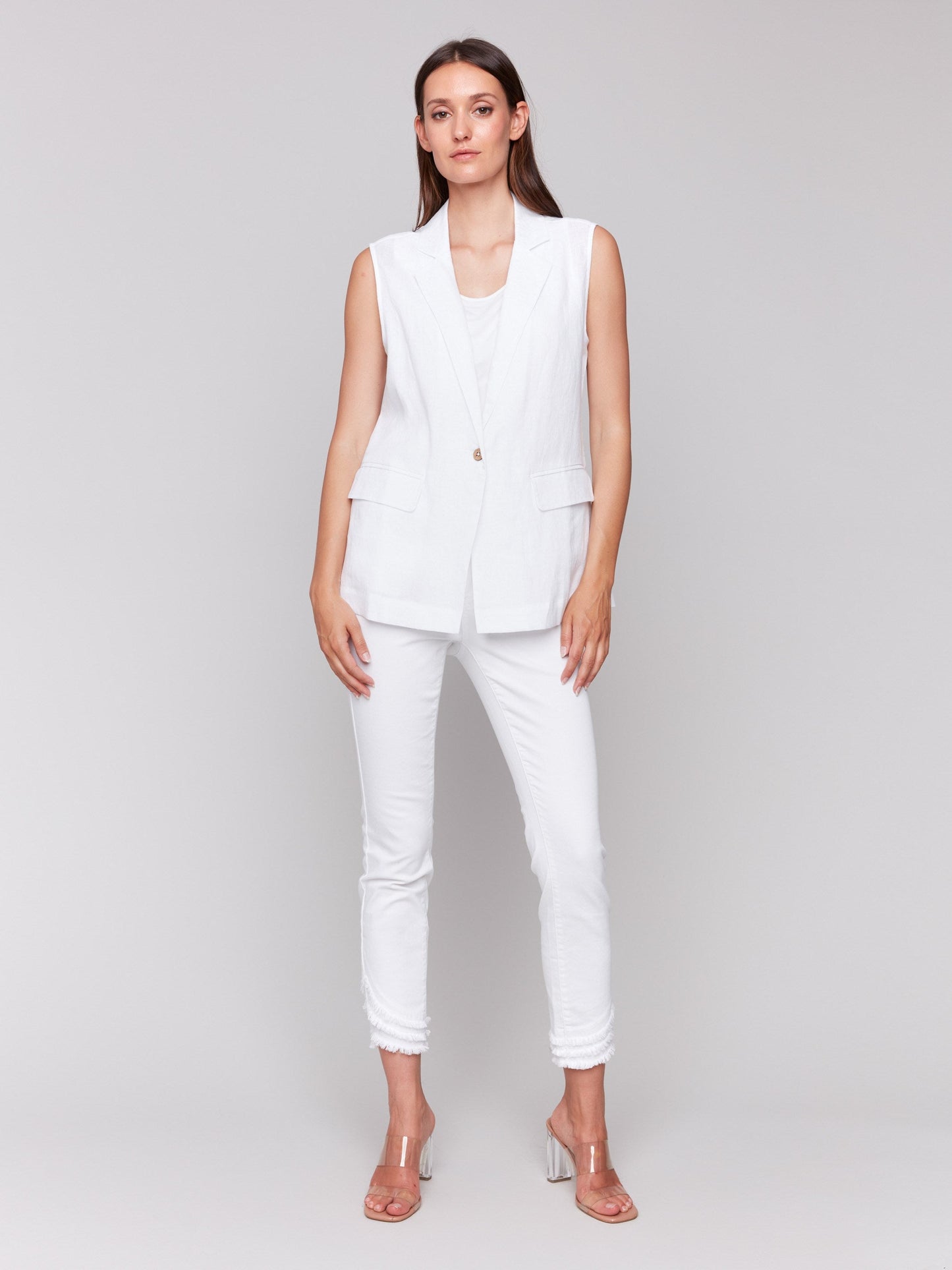 Linen Blend Vest - White