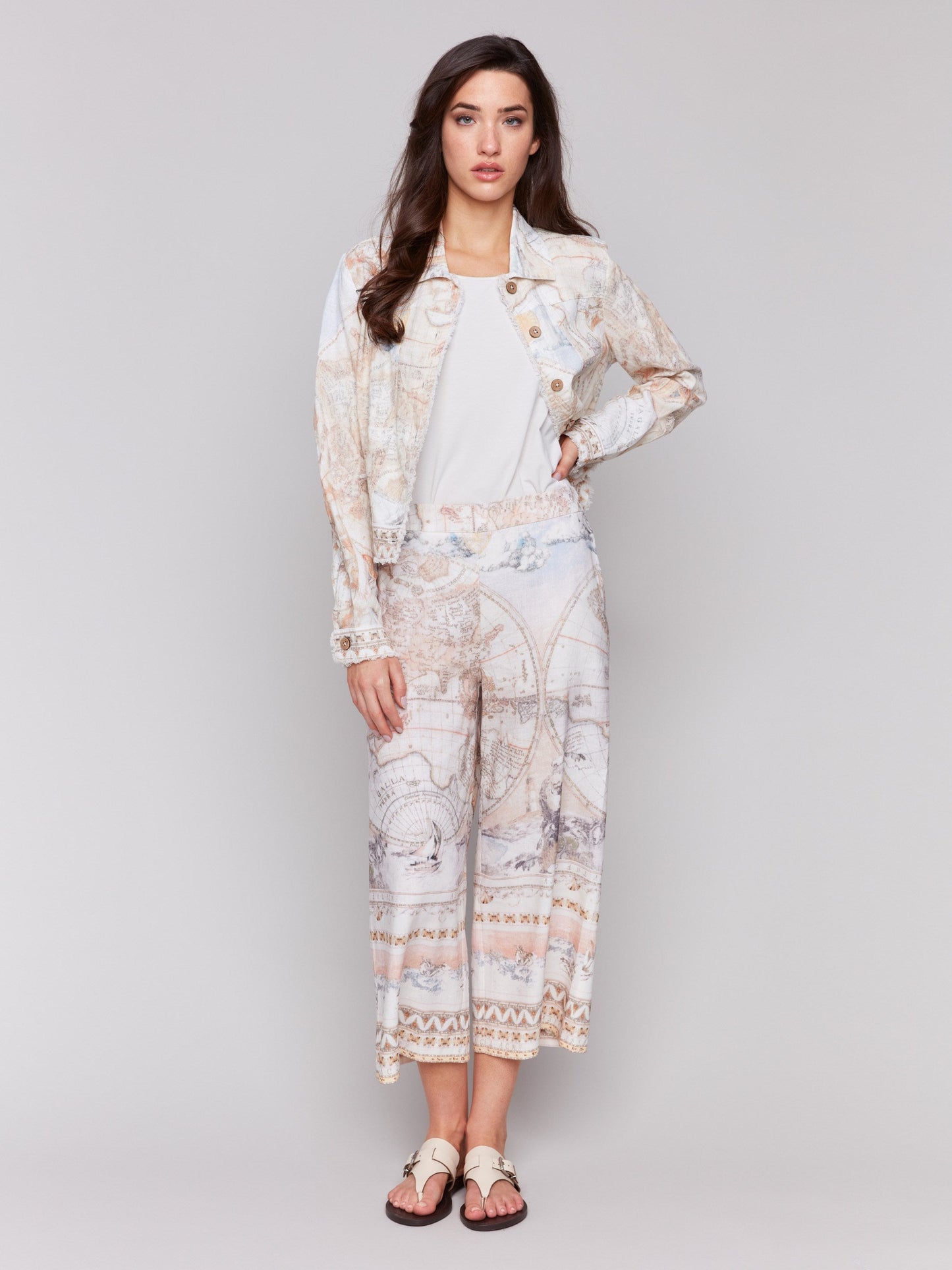 Printed Linen Blend Jacket - Atlas