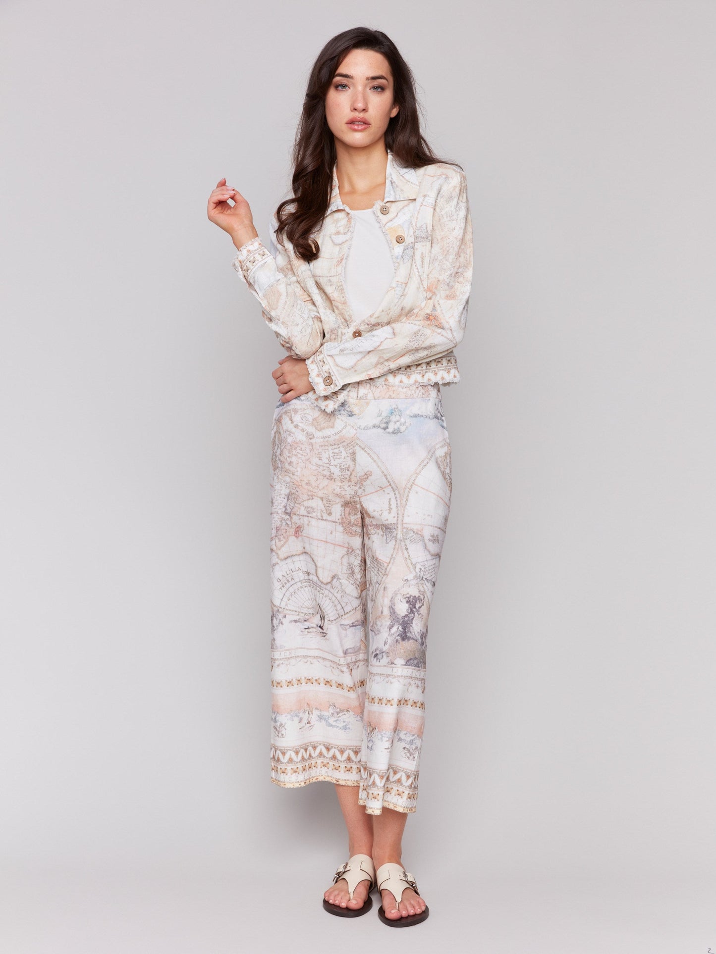 Printed Linen Blend Jacket - Atlas