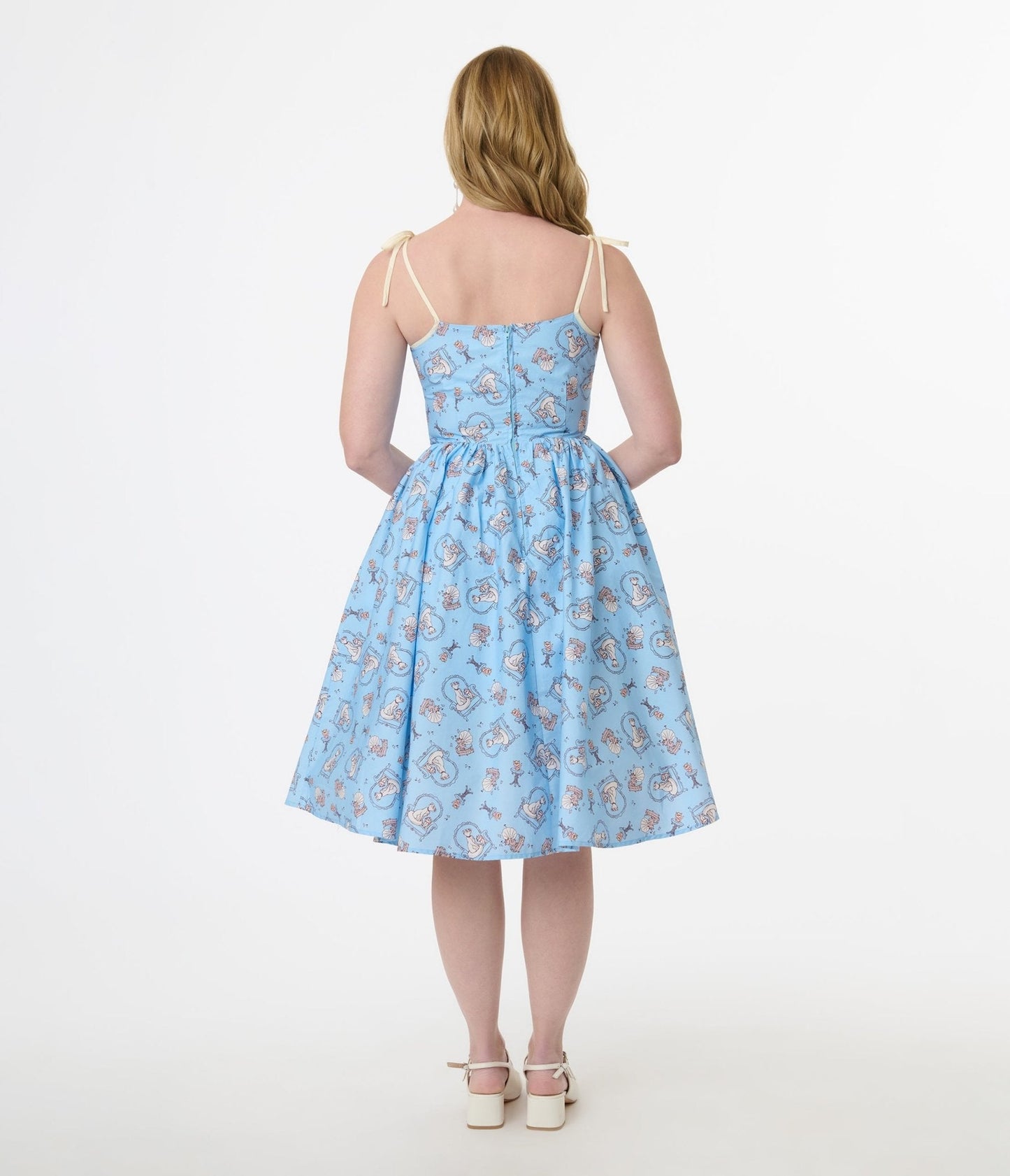 Disney Cats & Dogs Collection by Unique Vintage Blue Aristocats Print Cotton Swing Dress