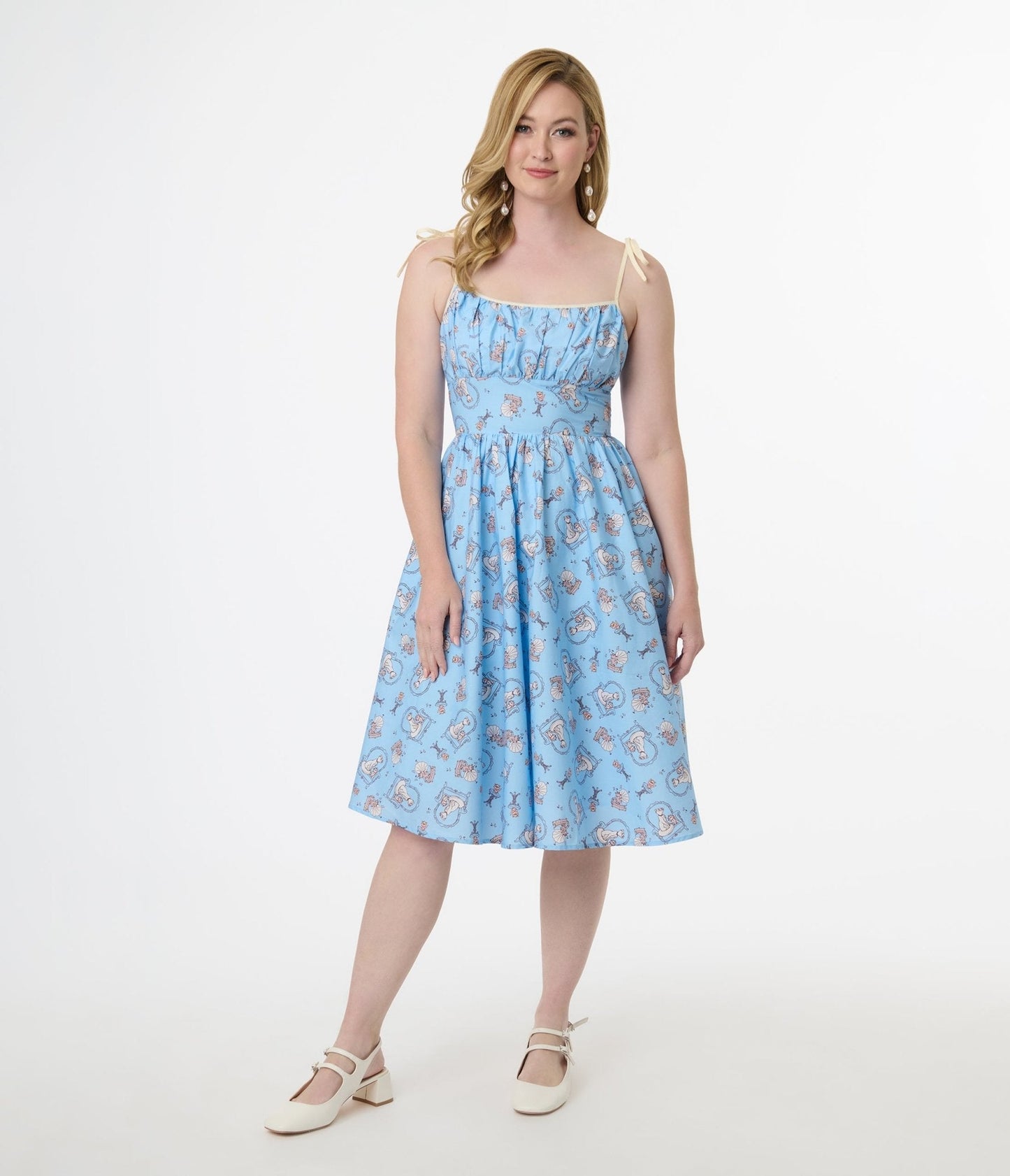 Disney Cats & Dogs Collection by Unique Vintage Blue Aristocats Print Cotton Swing Dress