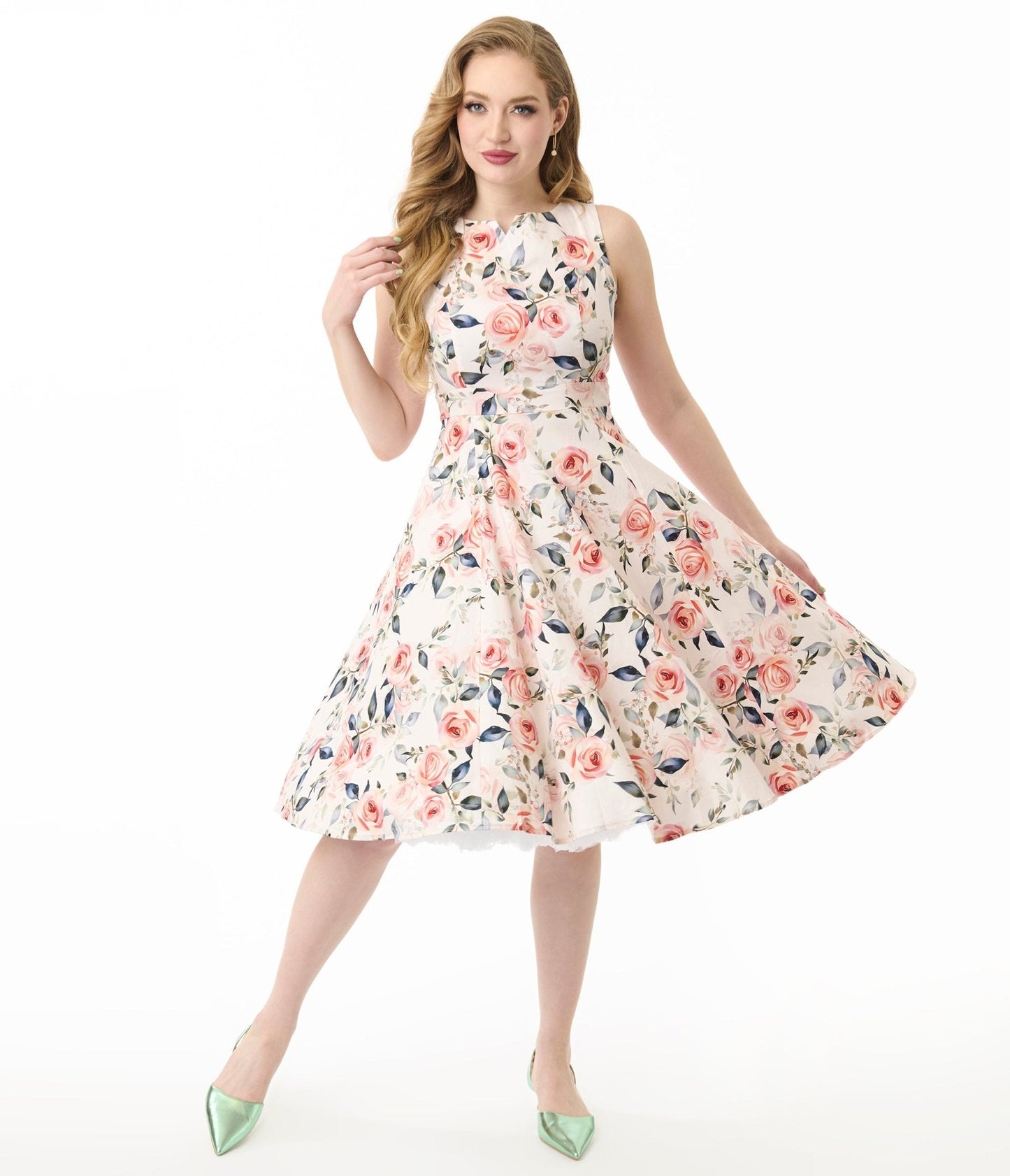 Pink Floral Aurora Cotton Swing Dress