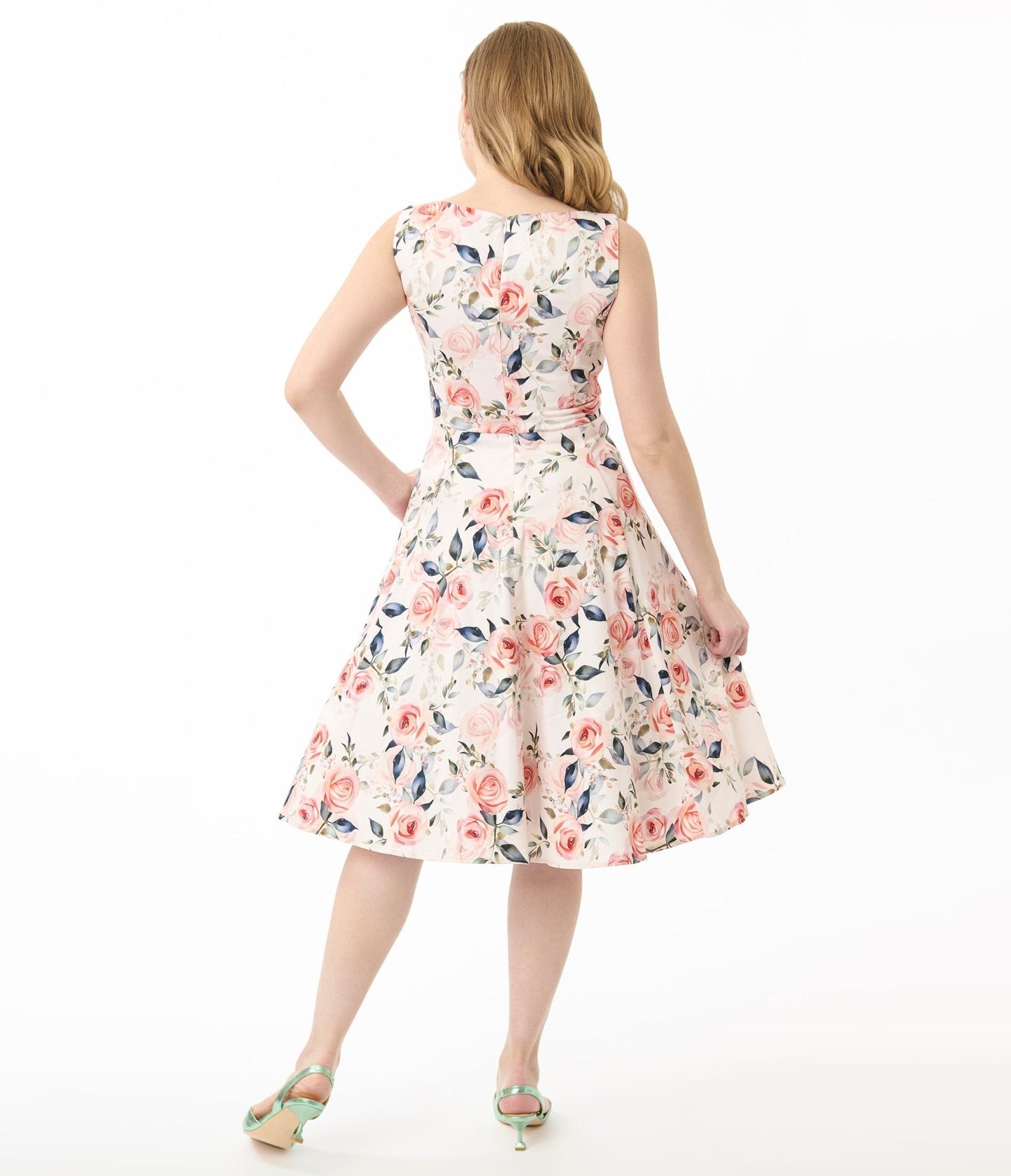 Pink Floral Aurora Cotton Swing Dress