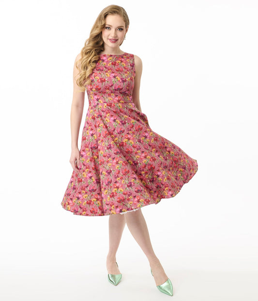 Pink & Red Floral Frankie Swing Dress