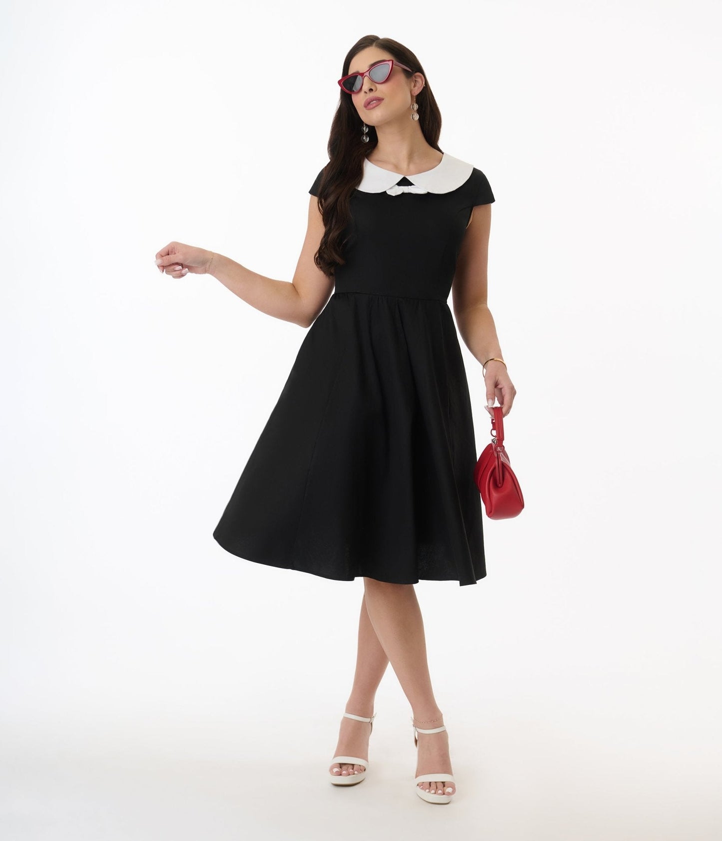 Orchid Bloom Black & White Bow Swing Dress