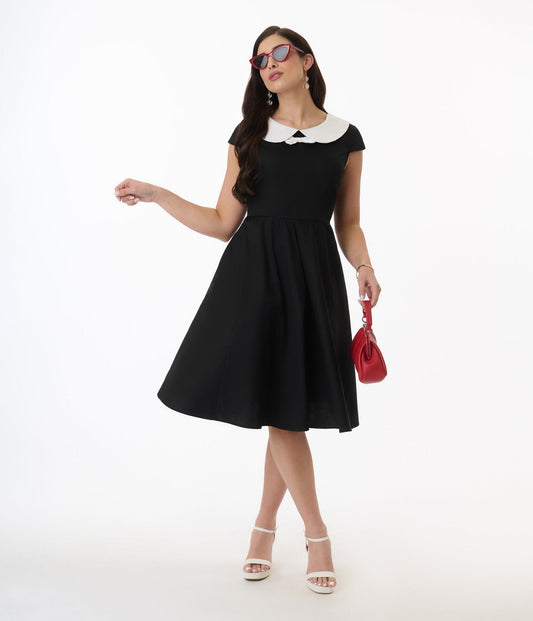 Orchid Bloom Black & White Bow Swing Dress