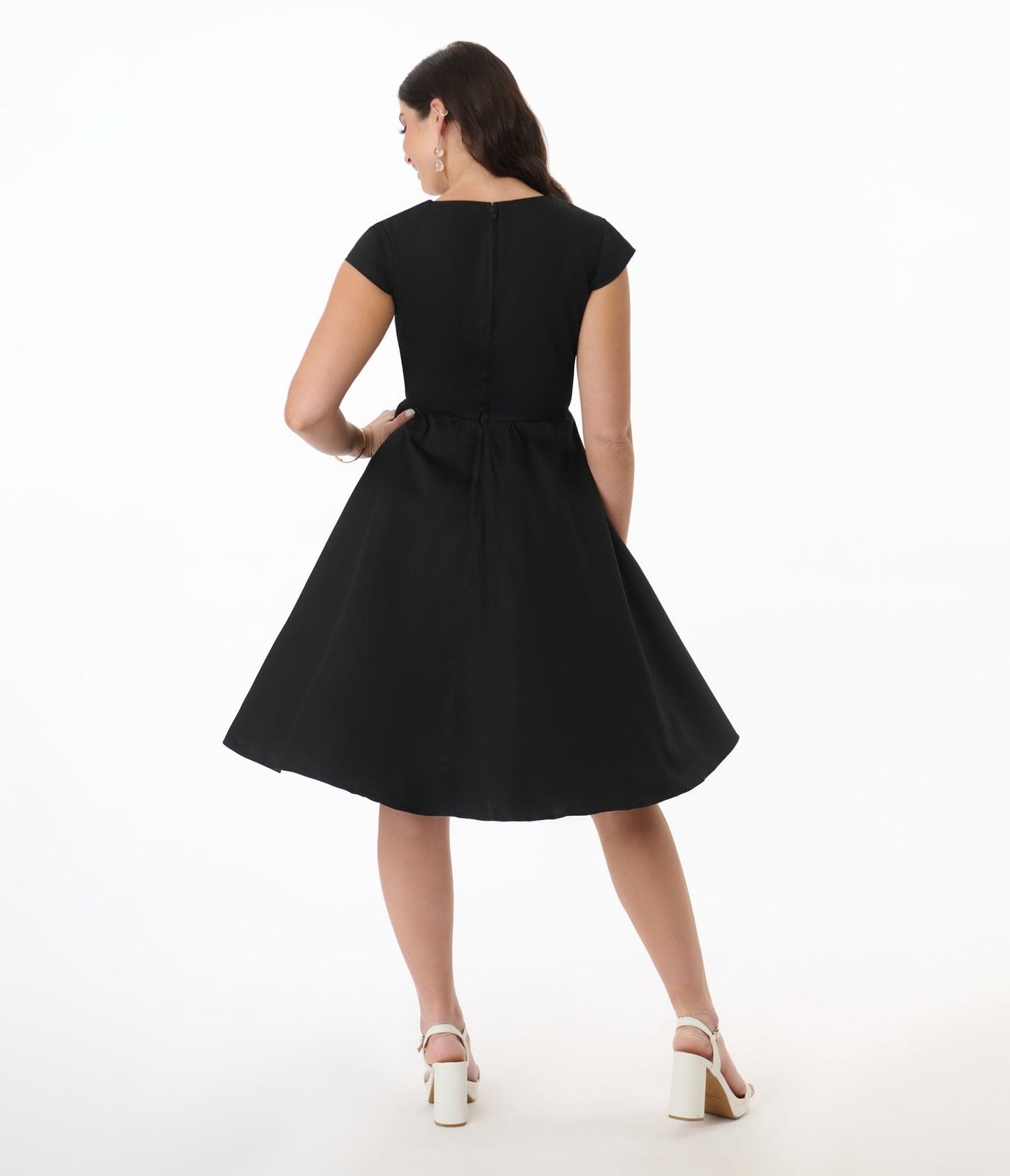 Orchid Bloom Black & White Bow Swing Dress