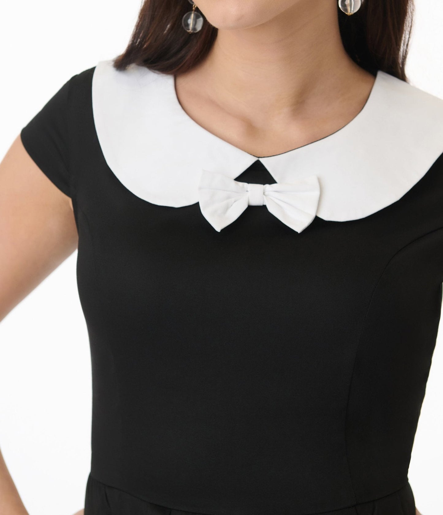 Orchid Bloom Black & White Bow Swing Dress