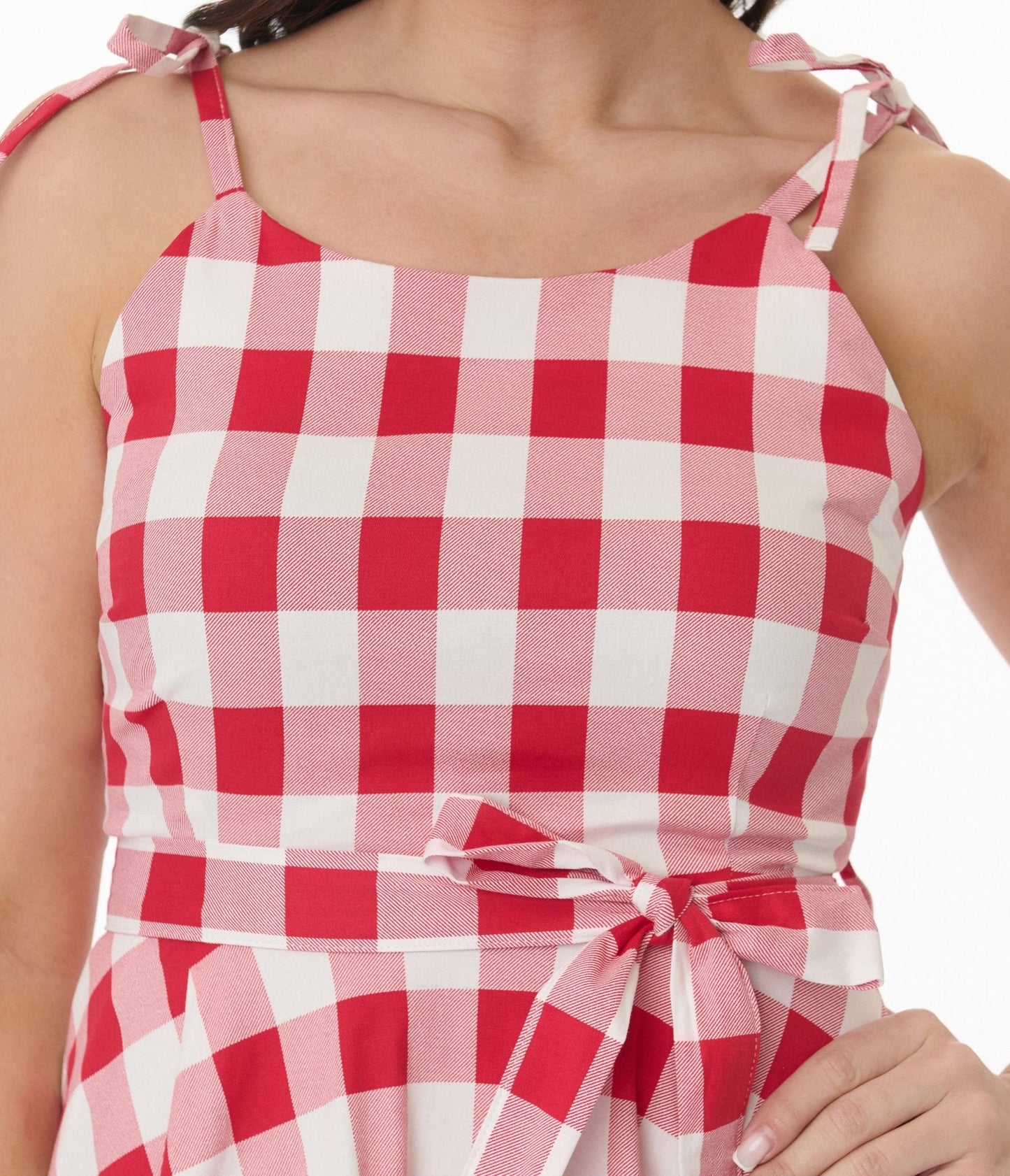 Orchid Bloom Red & White Plaid Picnic Swing Dress