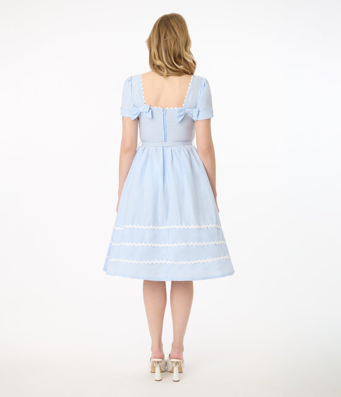 Unique Vintage 1950s Light Blue Cotton Swing Dress