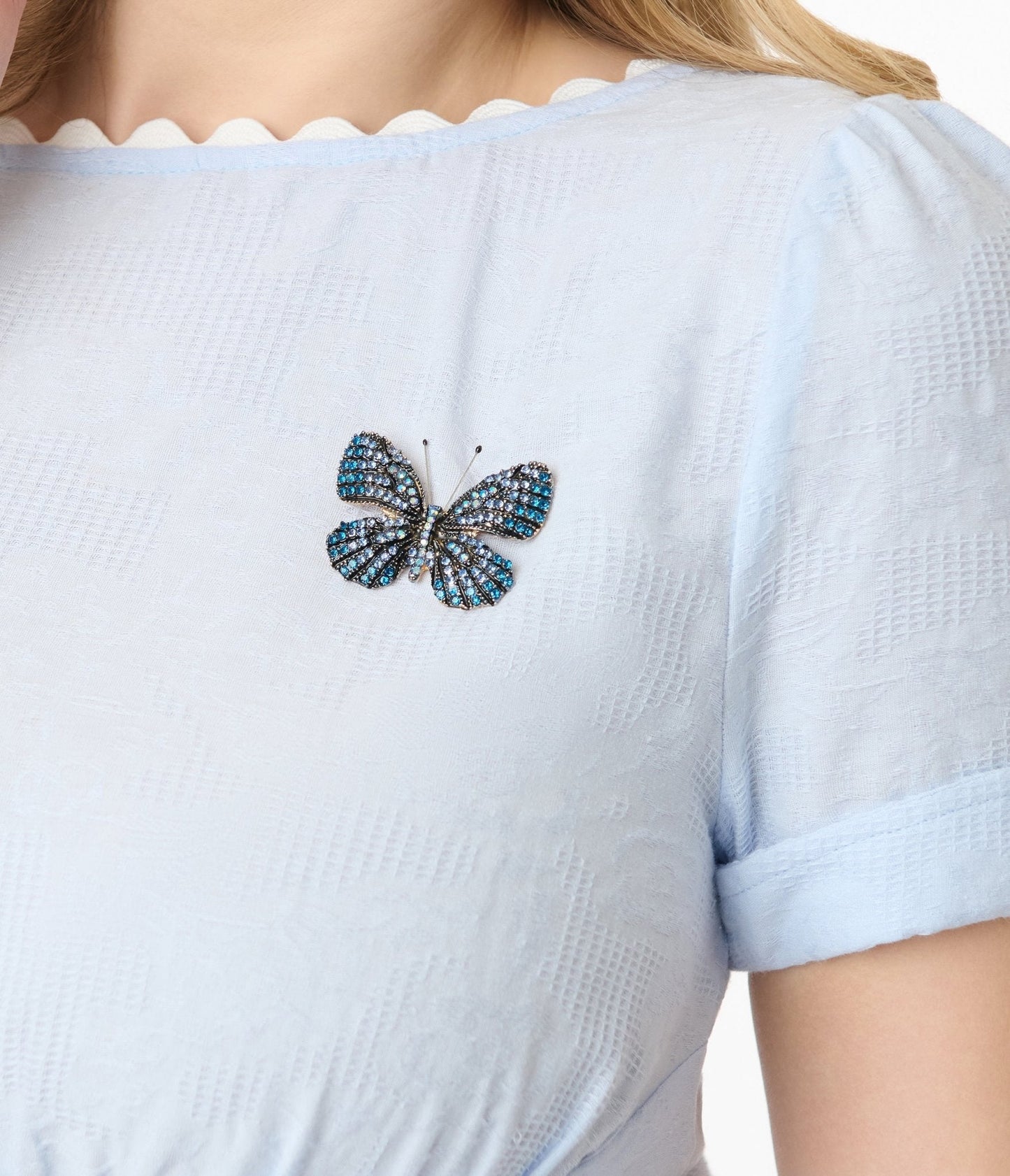 Unique Vintage 1950s Light Blue Cotton Swing Dress