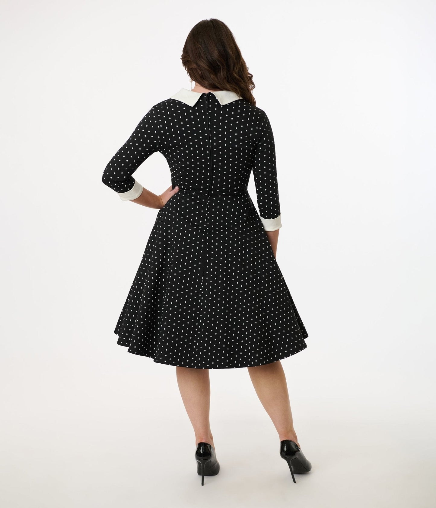 Unique Vintage Black & White Pin Dot Shirt Dress