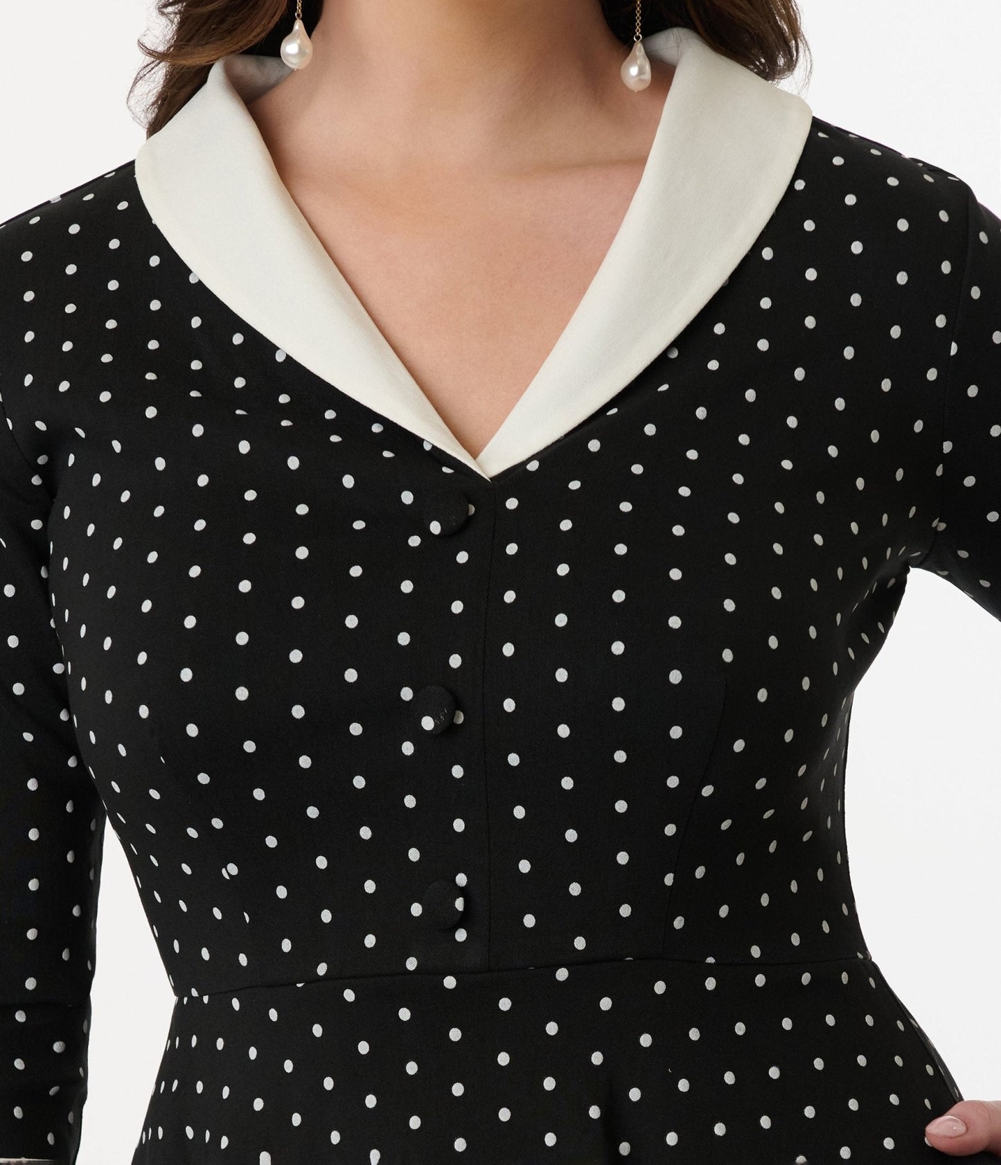 Unique Vintage Black & White Pin Dot Shirt Dress