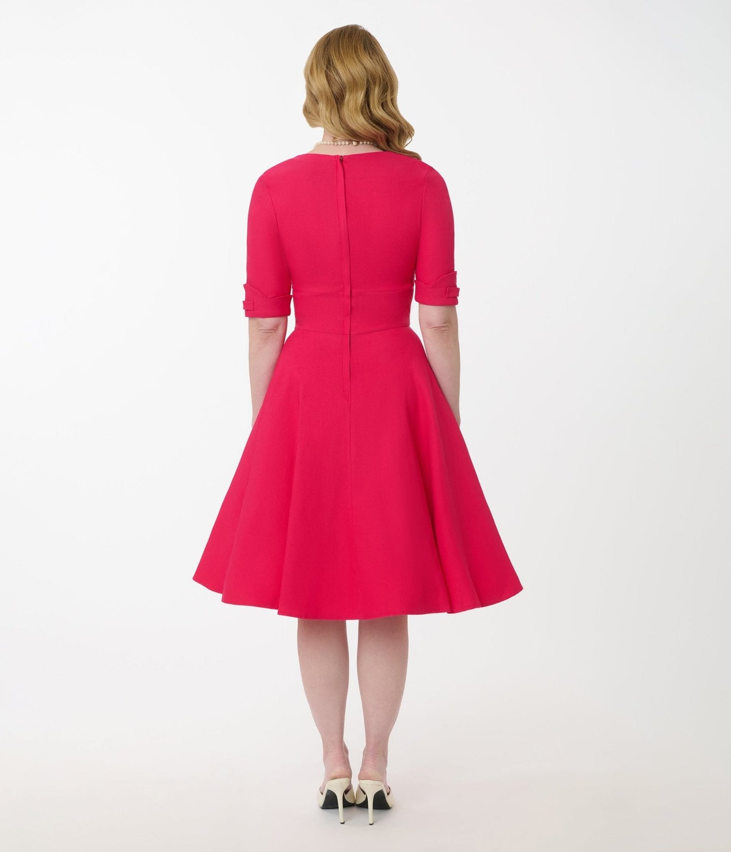 Unique Vintage Hot Pink Delores Swing Dress
